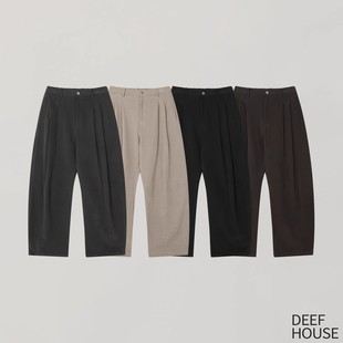 男 桃绒弧形切割百搭休闲裤 韩国东大门代购 DEEF直播秋冬高品厚款