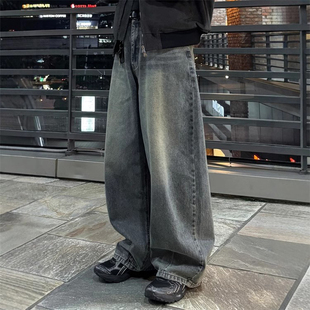 韩国东大门代购THECROSS时尚高街潮流高品百搭直筒休闲牛仔裤男