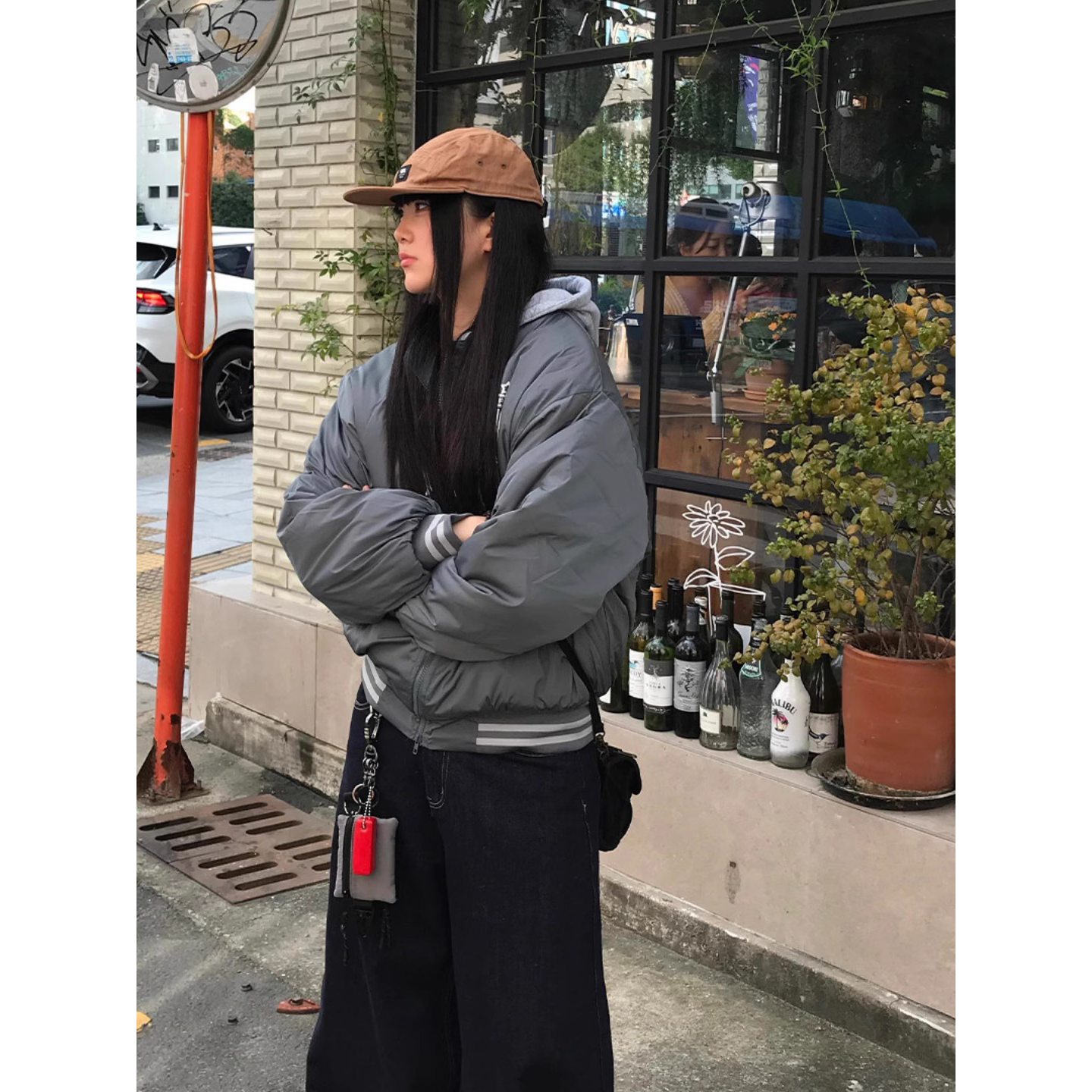 韩国代购男女同款学院风棉服夹克