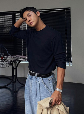 韩国代购男HENDEL秋冬高品轻熟时尚百搭圆领打底长袖针织衫毛衣