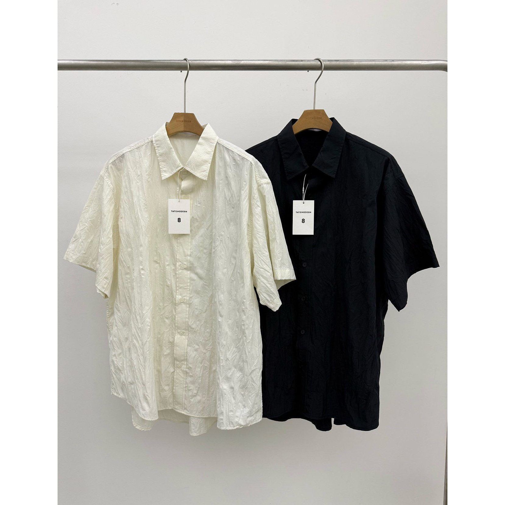 ANAN韩国东大门代购TATEMODERN夏季高品时尚休闲褶皱短袖衬衫男
