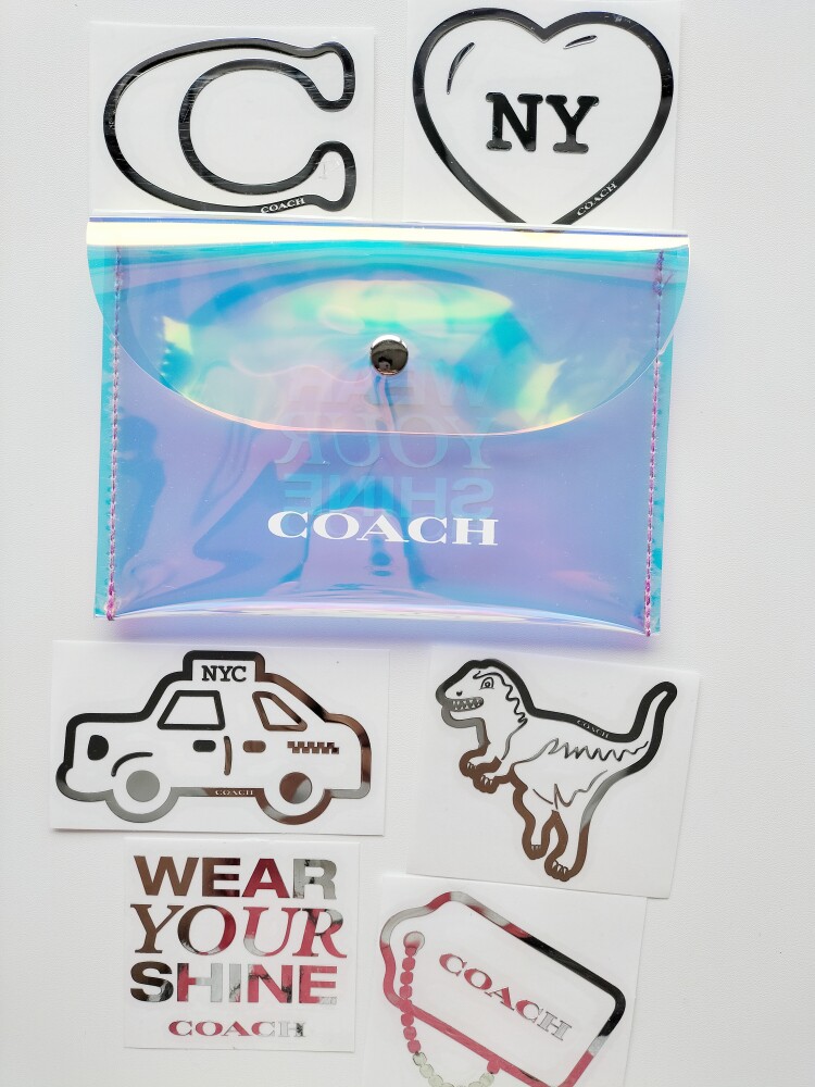 满88包邮 Coach镭射包手包化妆包带贴纸