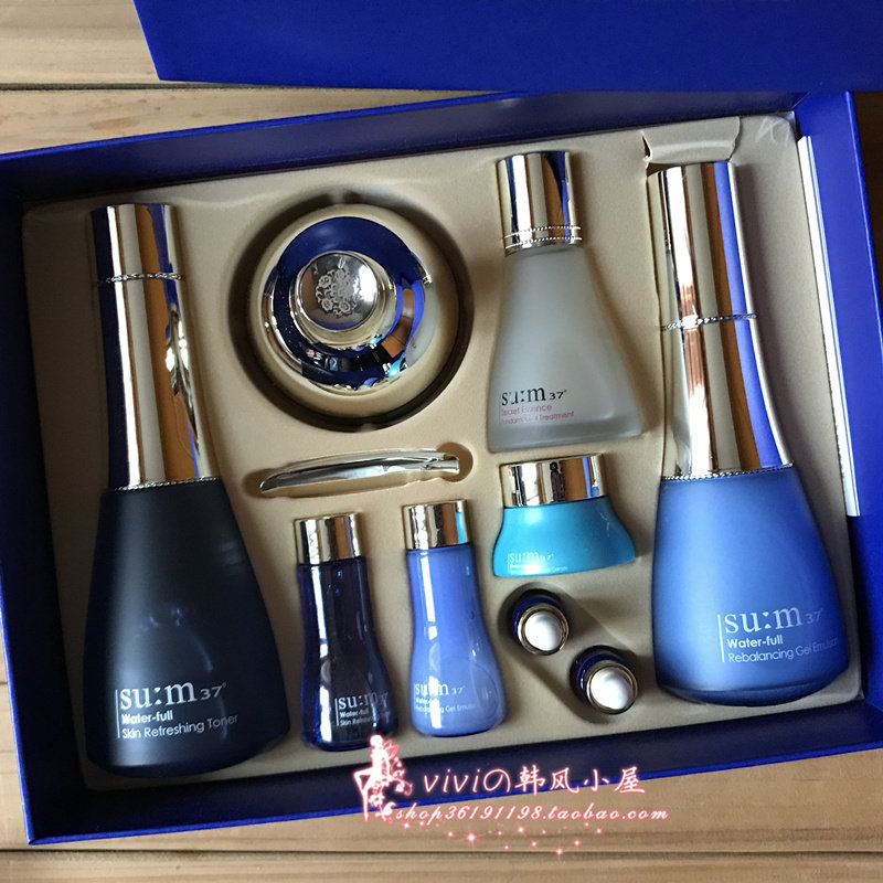 到货~韩国专柜正品 su:m37苏秘呼吸 水分惊喜水库水乳面霜 三件套