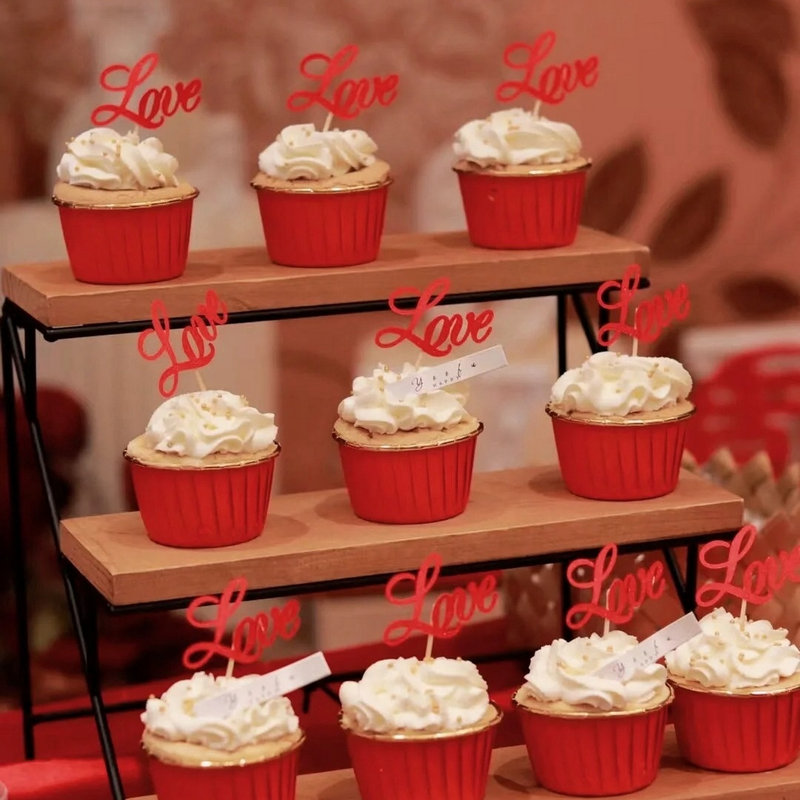 订婚甜品台装饰love纸杯蛋糕插件