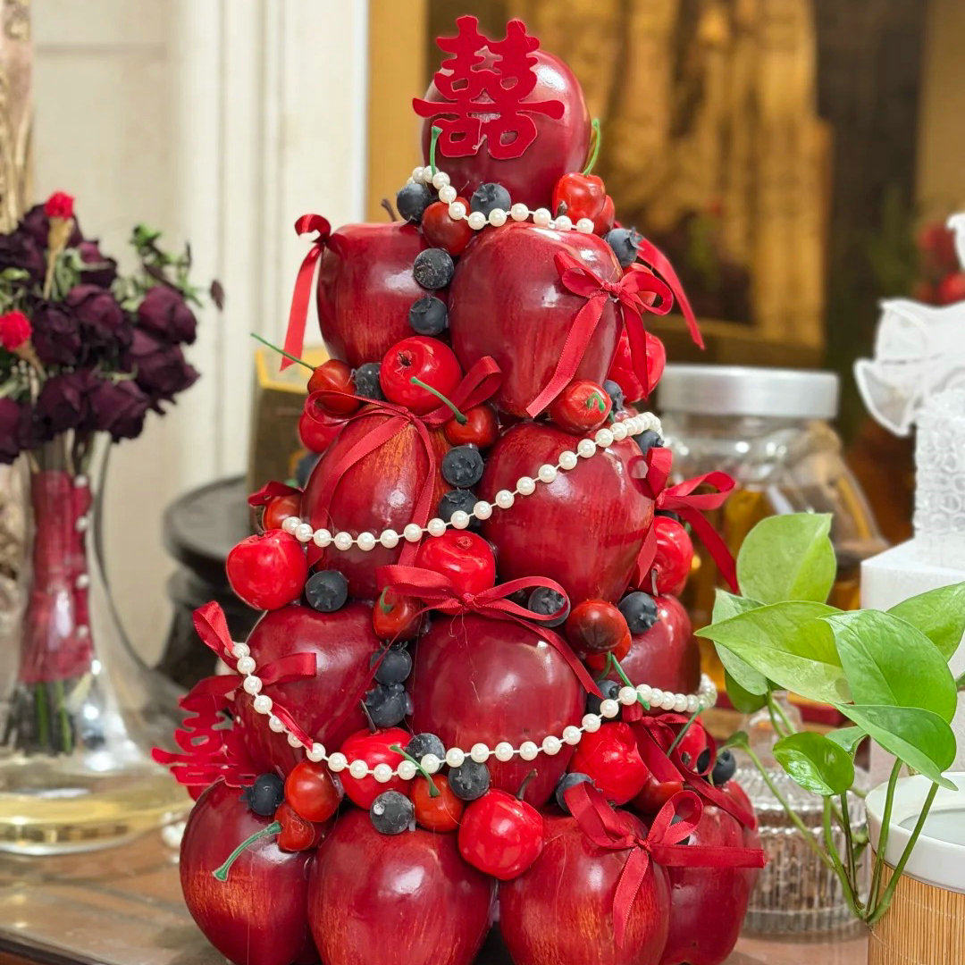 新年场景氛围布置红色水果塔创意订婚婚礼珍珠装饰DIY手工苹果塔,商业/办公家具,置物架/陈列架/储物架/展示架,淘宝优惠券,粉丝福利购,淘宝优惠卷
