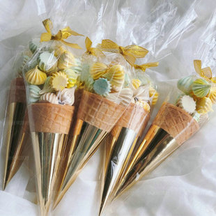 马林糖包装袋蛋白糖爆米花透明三角袋迷你甜筒冰淇淋糖果蛋筒纸托