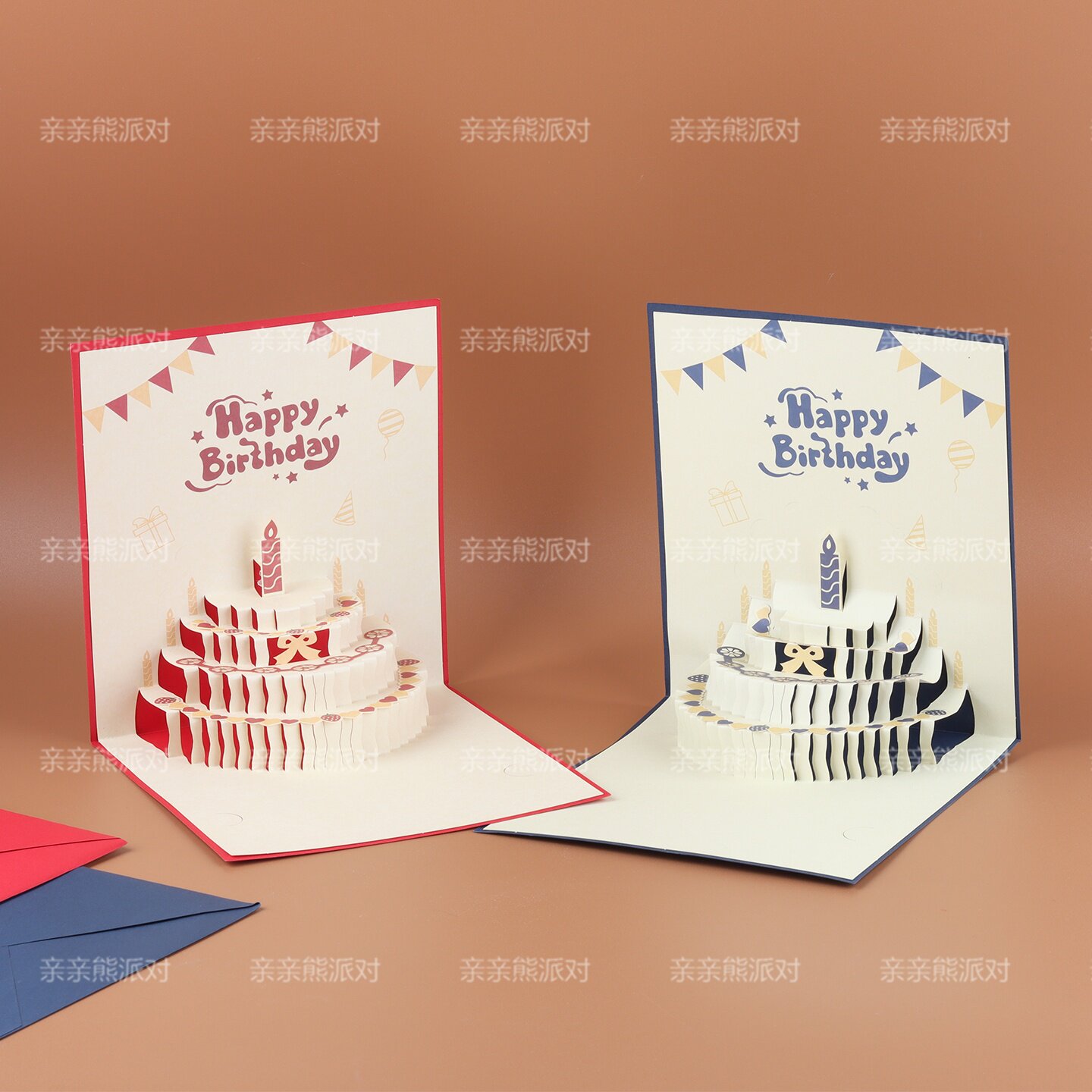 立体生日快乐贺卡3D蜡烛蛋糕造型