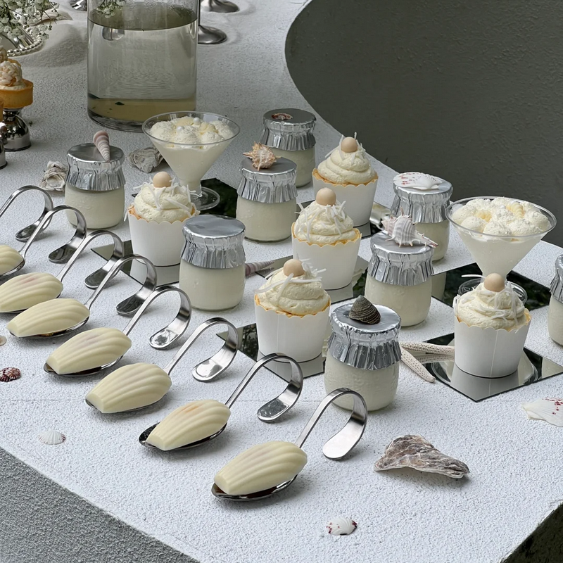 小众法式复古银色餐具生日宴会婚礼装饰餐盘勺子轻奢甜品精致摆件