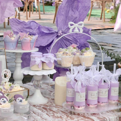 白紫色系甜品台推推乐贴纸