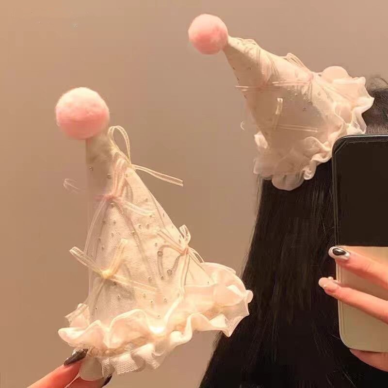 韩系可爱蝴蝶结宝宝生日帽发夹节日派对蛋糕帽子刘海夹拍照发饰道
