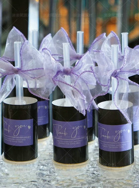 黑紫色订婚宴布置甜品台装饰布丁封口纸蝴蝶结thankyou推推乐贴纸