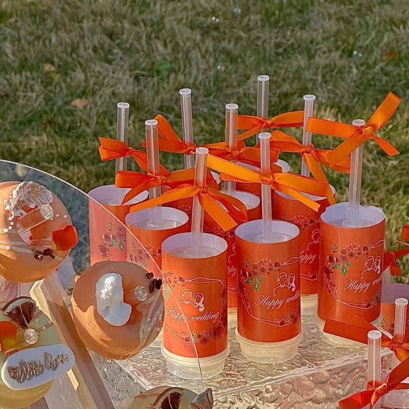 橙色甜品台婚礼推推乐贴纸插件