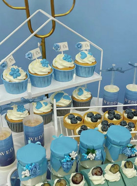 蓝色布丁纸包装纸婚礼甜品台纸杯蛋糕纸杯wedding推推乐贴纸插件