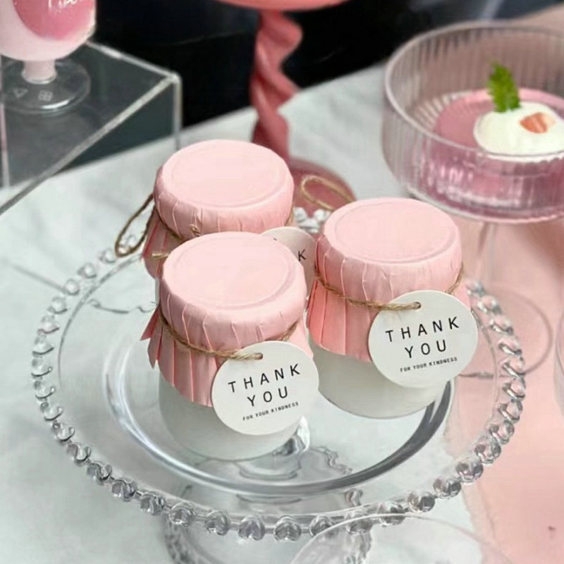 粉色订婚布置布丁杯封口纸浅粉色