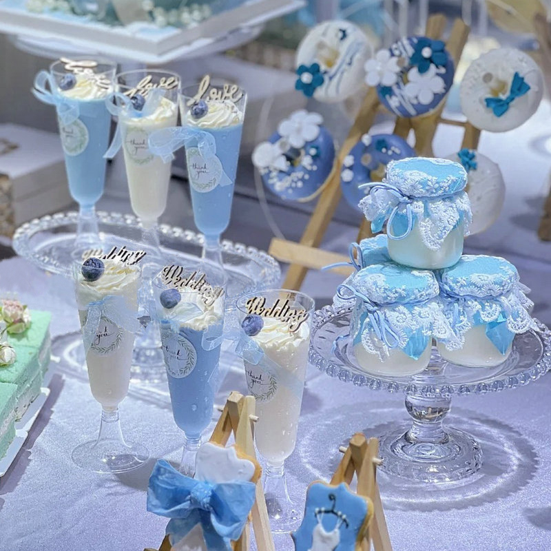 蓝色系三八女王节蛋糕装饰插牌