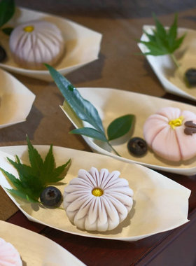 一次性纸船木皮船盒冷菜装饰点缀船形丸子打包盒寿司刺身摆盘小船