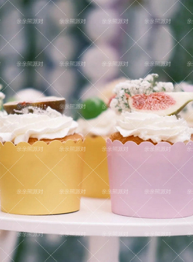 马卡龙彩色蛋糕纸杯高颜值纯色白紫色绿机制淋膜花边戚风马芬杯