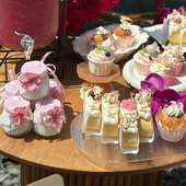 wedding圆形布丁贴纸粉色订婚婚礼甜品台装 饰丝带小玫瑰木棒插件