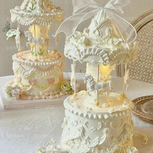 旋转木马婚礼蛋糕装饰悬浮展示架
