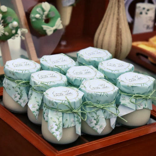 多巴胺甜品台绿色布丁纸长条贴纸