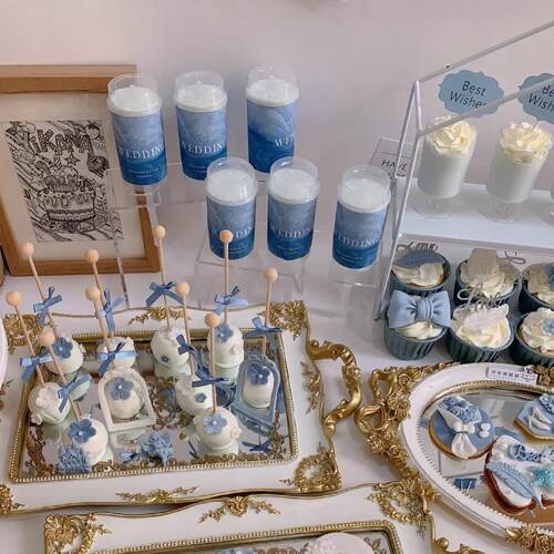 蓝色婚礼甜品台装饰纸杯插件
