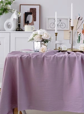 北欧ins风橘橙色桌布法式复古甜品台拍照背景布茶几桌盖布餐桌垫