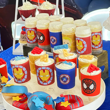 复仇者联盟甜品台装饰摆件蜘蛛侠美国队长推推乐贴纸纸杯蛋糕围边