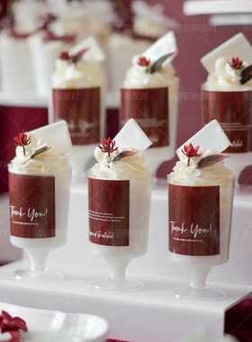 婚礼红色甜品台慕斯杯thankyou推推铄贴纸sweet订婚蛋糕装饰插件