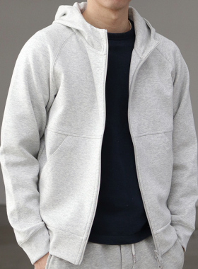 春秋新款空气层开衫拉链卫衣男美式复古插肩休闲连帽运动衫外套男