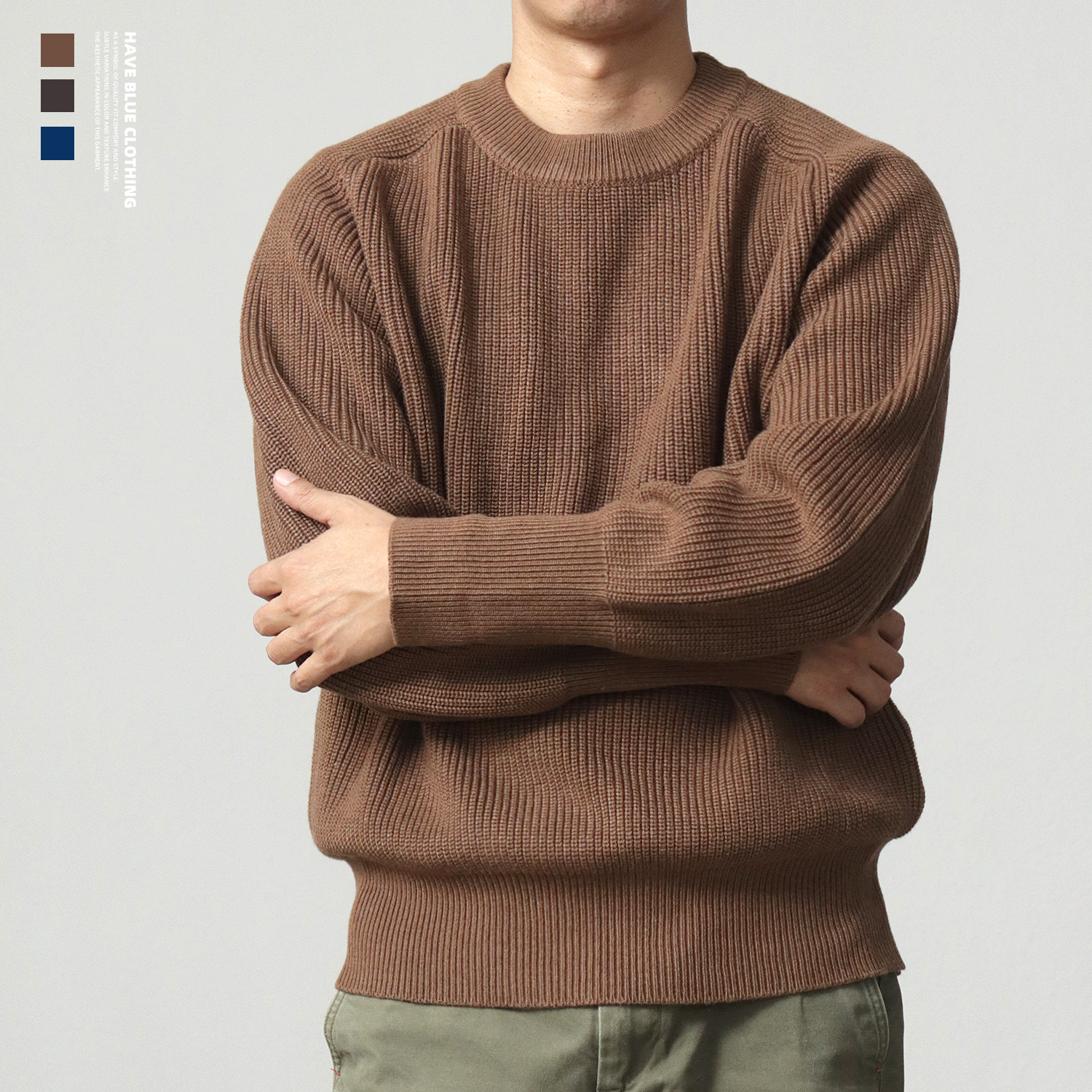 复古自由插肩羊毛针织毛衣