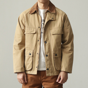 外套男士 复古阿美咔叽翻领猎装 春秋 夹克纯棉水洗美式 Vintege工装
