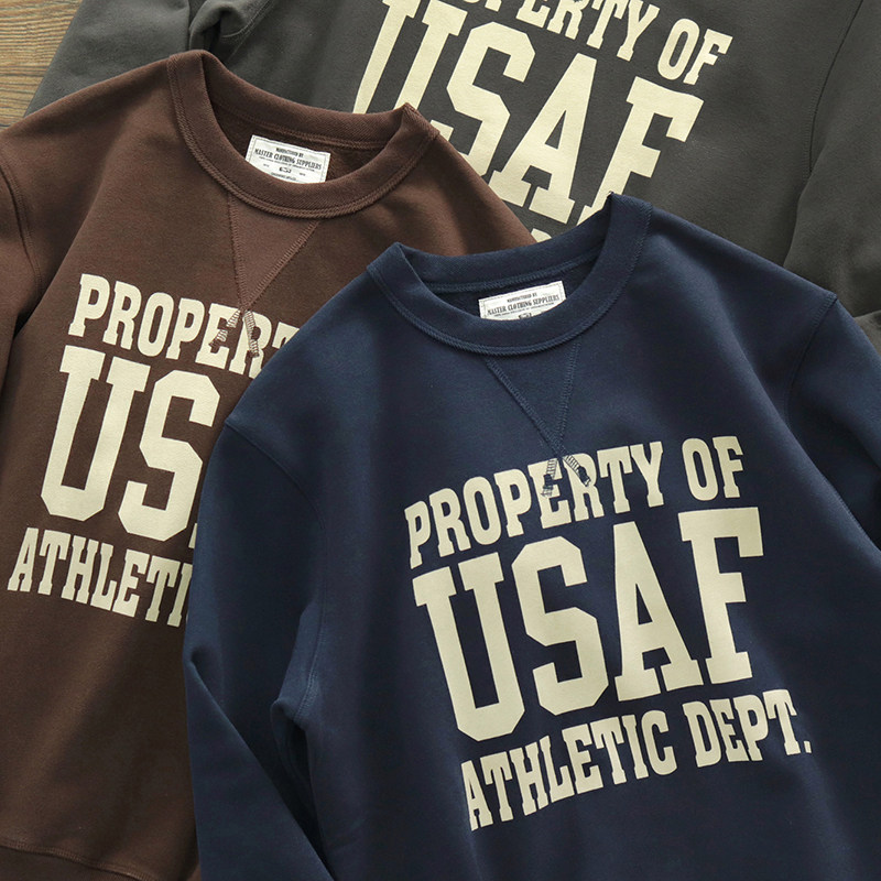 490G重磅美式复古印花卫衣短款