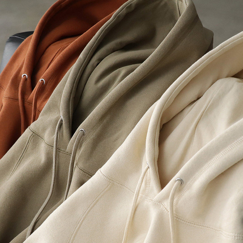 弧线插肩连帽卫衣男女日系复古秋冬潮流加厚加绒运动休闲帽衫外套