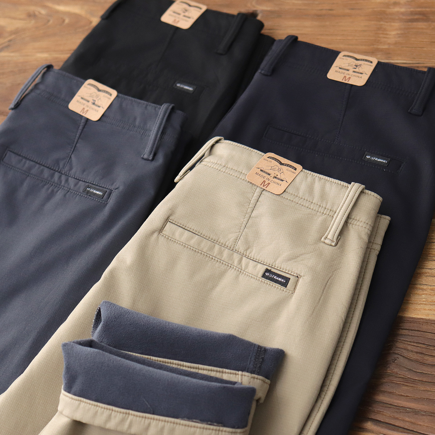 chino冬季加绒微弹休闲裤