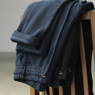 男 抽绳卫裤 碳素磨毛纯棉针织休闲裤 男重磅百搭小脚直筒运动九分裤