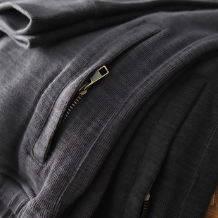 碳素磨毛针织裤 卫裤 男修身 休闲运动抽绳束脚裤 男 小脚九分裤 拉链款