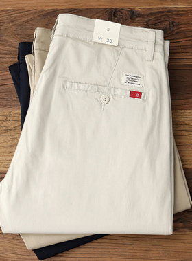 夏季薄款裤子男微弹卡其裤cleanfit美式复古简约男士直筒休闲裤男