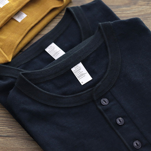 T恤男阿美咔叽春秋硬汉白色打底重磅复古亨利衫 美式 休闲纯棉长袖