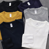 阿美咔叽修身 厚实纯棉TEE 复古休闲重磅打底衫 长袖 T恤男280g美式