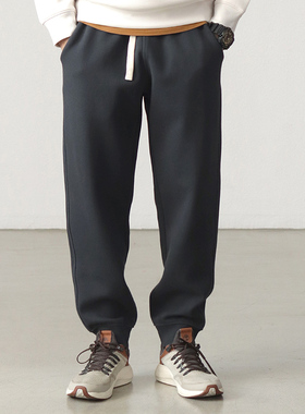 重磅网眼针织束脚卫裤黑色美式日系复古抽绳宽松锥形休闲运动裤男