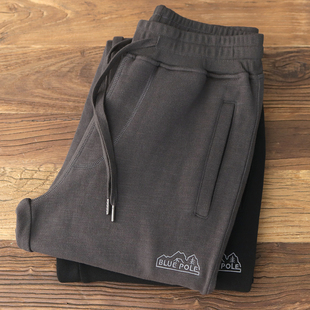 男冬季 复古水洗纯棉抽绳加绒针织休闲小脚卫裤 美式 抓绒束脚运动裤