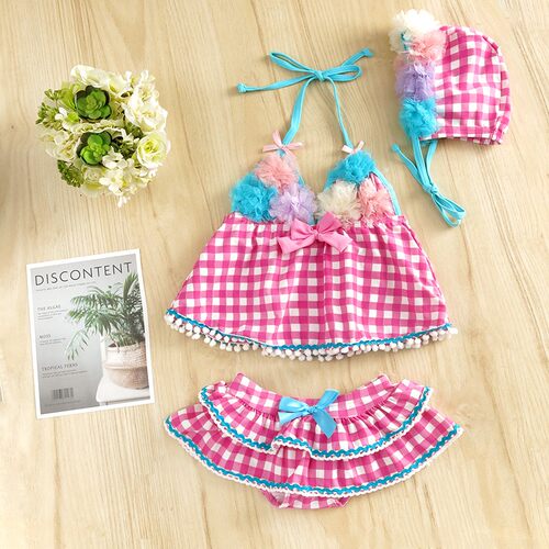 出口品质儿童女孩速干分体游泳衣