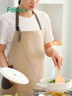 日本FaSoLa围裙厨房防水防油污飞溅纯棉罩衣餐饮工作服女专用围腰