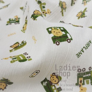 特价处理春夏纯棉布面料布料卡通动物宝宝布料床上用品薄款皱折布