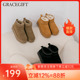 加绒加厚保暖短筒厚底防滑棉鞋 Grace gift毛绒雪地靴女真皮冬季 子