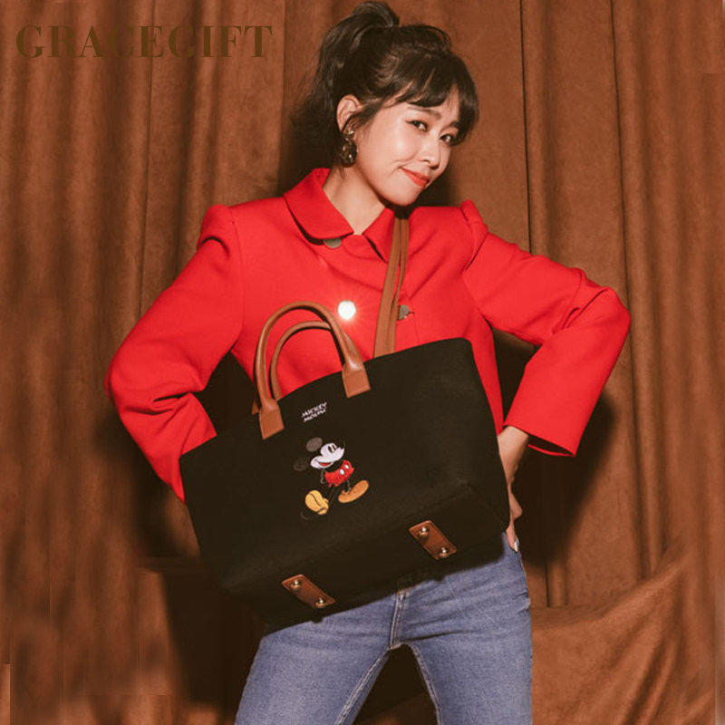 grace gift唐葳白色托特包女斜挎包大容量休闲环保单肩帆布包手提