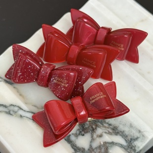 刘海夹碎发夹鸭嘴夹 FRANCE金质感边夹醋酸辣妹款 礼物小蝴蝶结