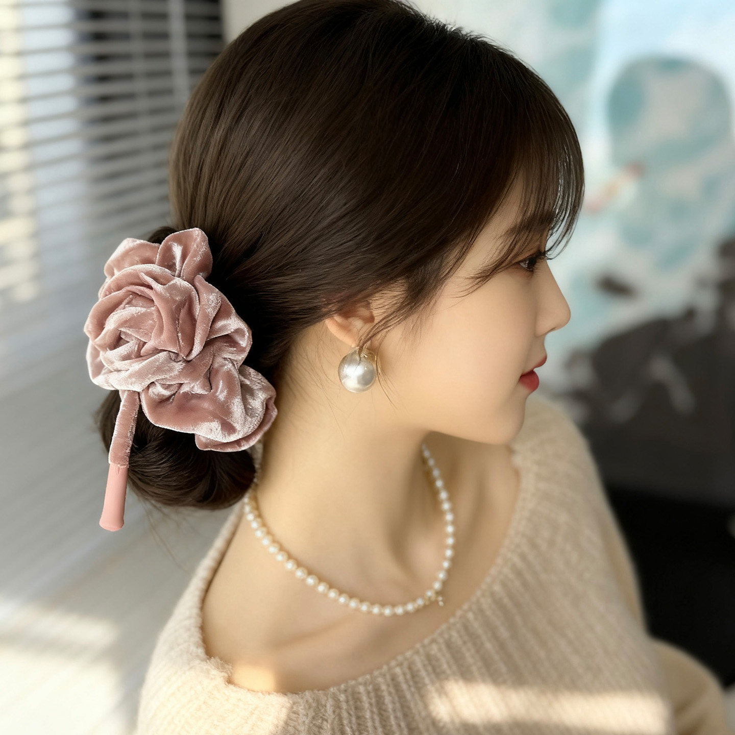【氛围玫瑰发圈】韩国丝绒立体风格布艺抓夹大号后脑勺盘头绳秋冬,饰品/流行首饰/时尚饰品新,发饰,淘宝优惠券,粉丝福利购,淘宝优惠卷