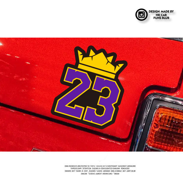 个性23号皇冠数字反光车贴创意汽车后窗贴摩托电动车头盔划痕贴花
