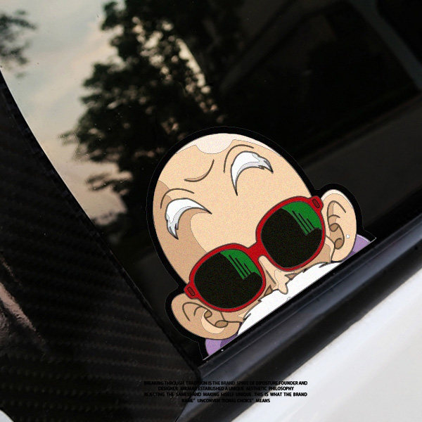 趣味卡通潮流老头趴窗门缝反光车贴创意汽车后窗贴摩托电动车贴纸